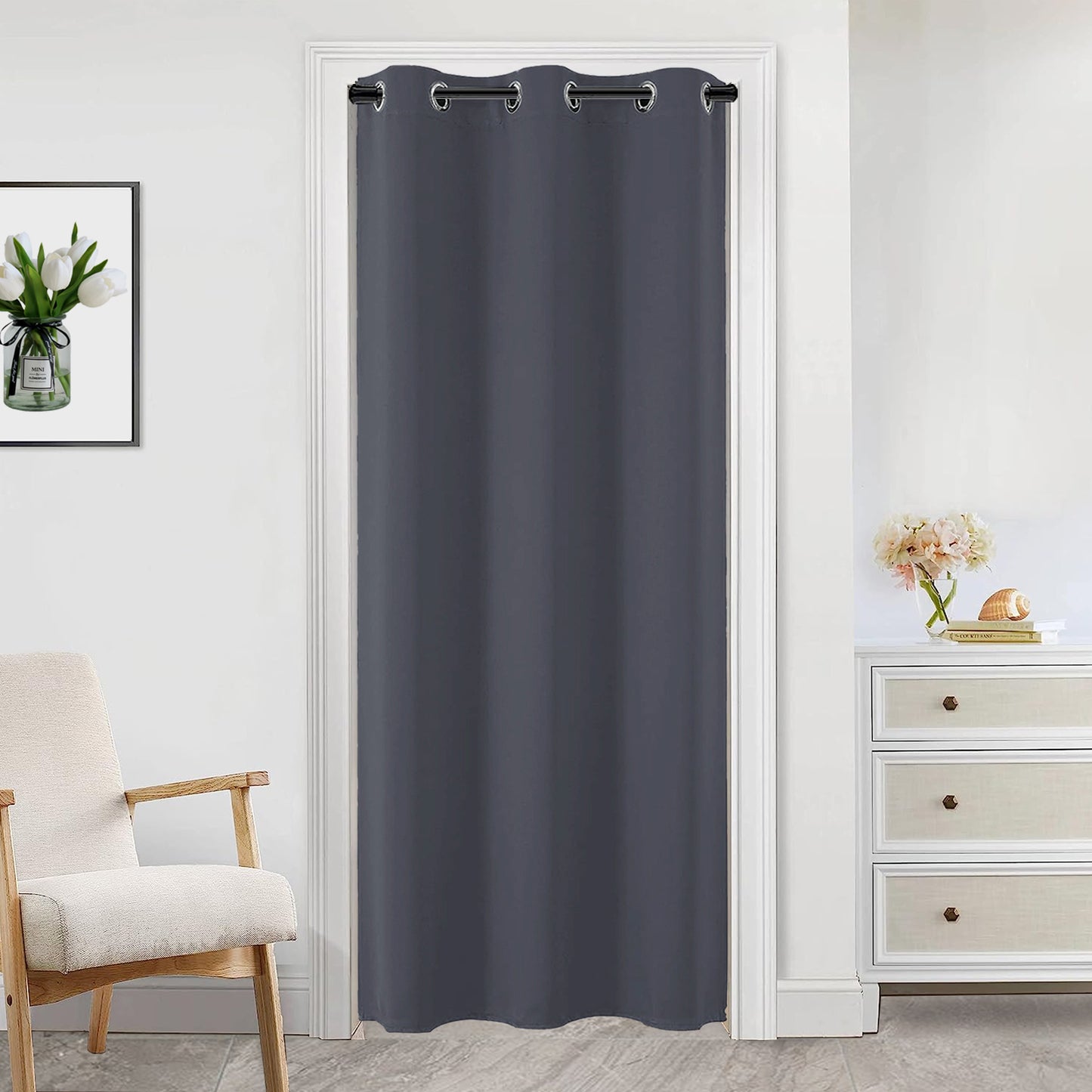 Verdunkelnde Türgardine – Thermo-Vorhang mit Ösen für Balkon, Küche oder Flur