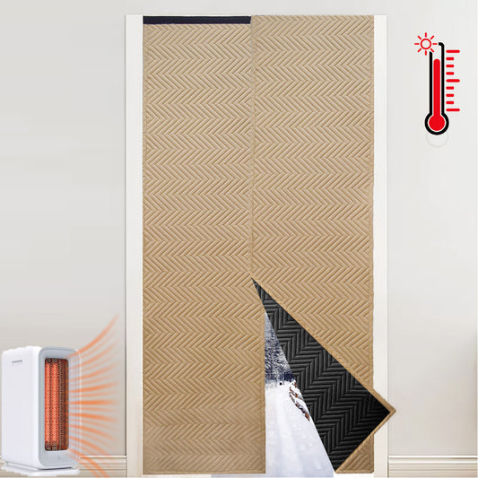 Adjustable quilted thermal door curtain · 2-piece · Heat and cold protection
