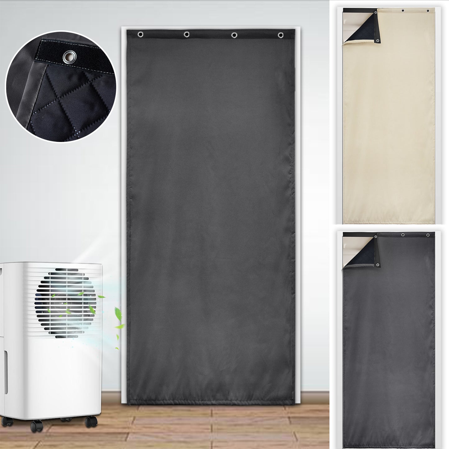 Wasserdichter gesteppter Thermo Türvorhang · Schall und Wärmeschutz