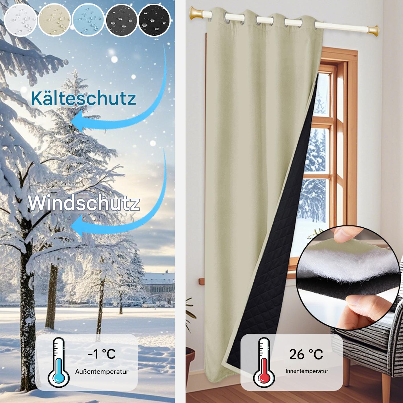 Wasserdichter und winddichter gesteppter Türvorhang – Thermovorhang für Winter & Ganzjahresschutz