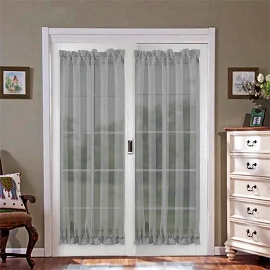 Voile door curtain – transparent short curtains with rod pocket