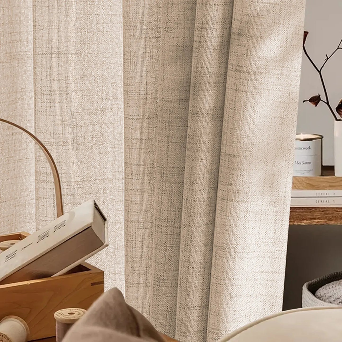 Edle Gardine in Leinenoptik mit Faltenband – 2er-Set, Lichtdurchlässig