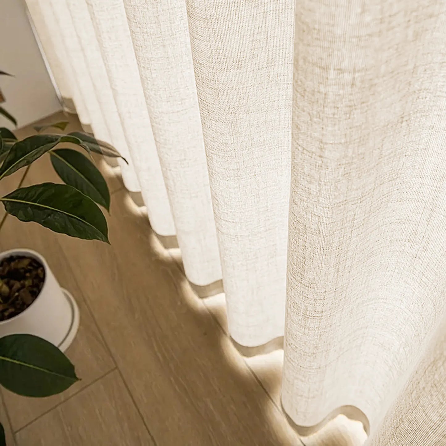 Edle Gardine in Leinenoptik mit Faltenband – 2er-Set, Lichtdurchlässig