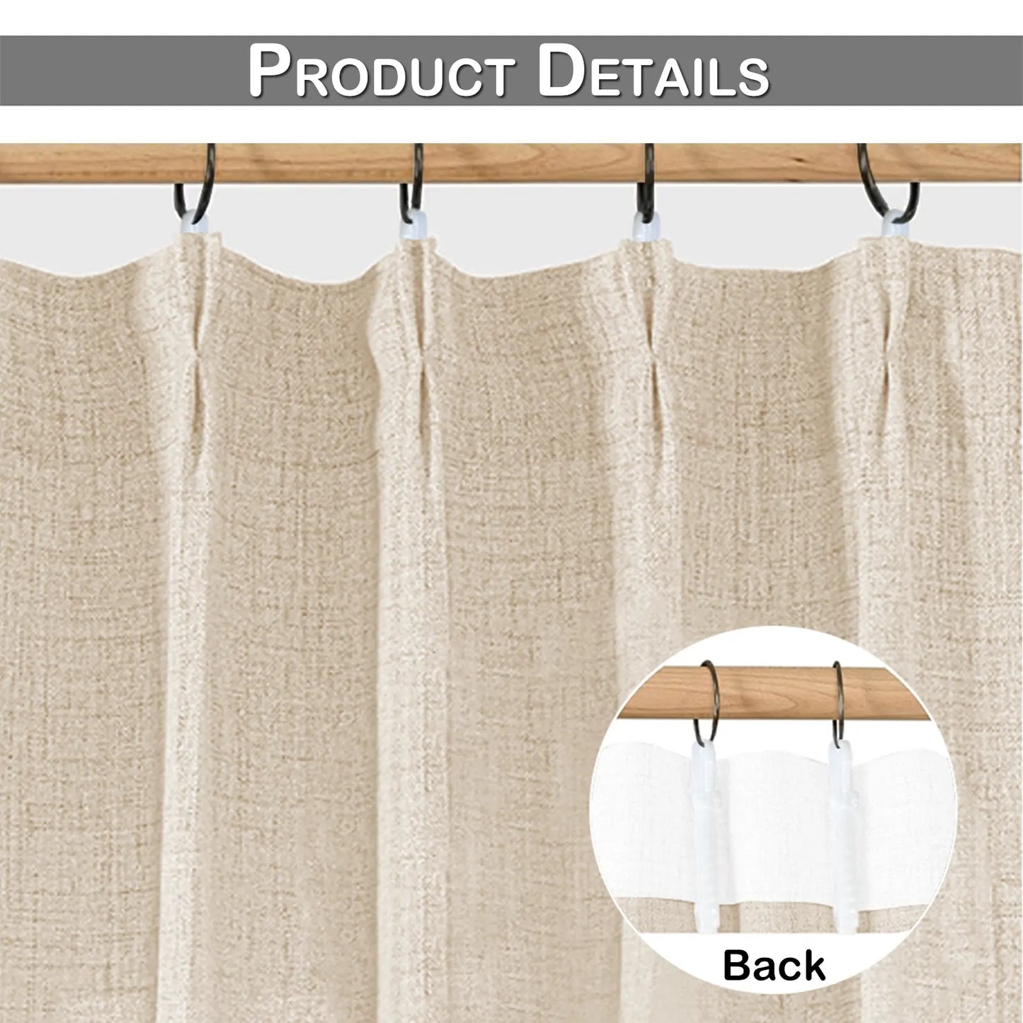 Edle Gardine in Leinenoptik mit Faltenband – 2er-Set, Lichtdurchlässig