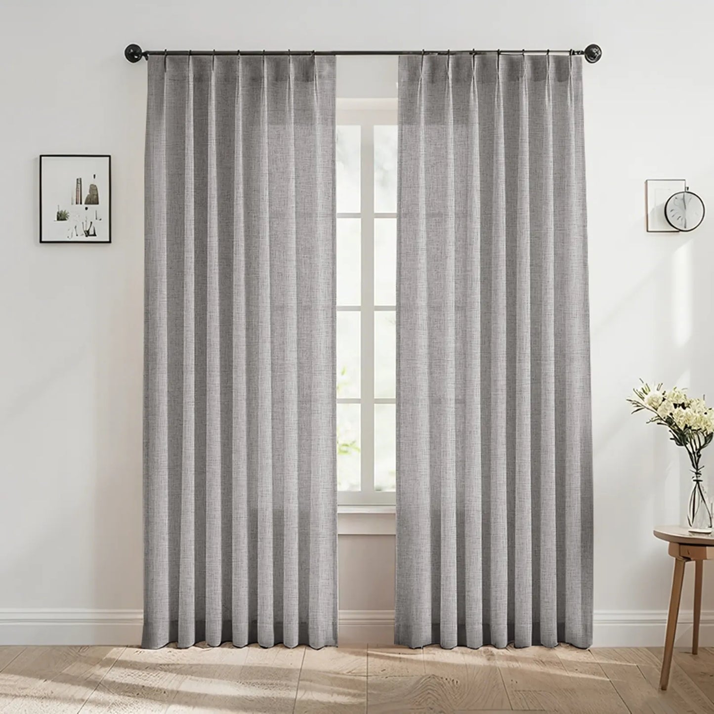 Edle Gardine in Leinenoptik mit Faltenband – 2er-Set, Lichtdurchlässig