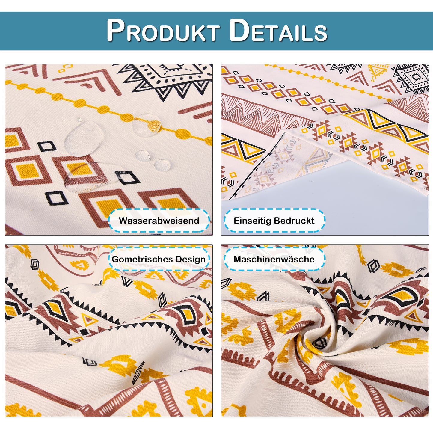 2er Set Vintage Boho Outdoor Vorhänge – Wasserdicht für Terrasse und Garten