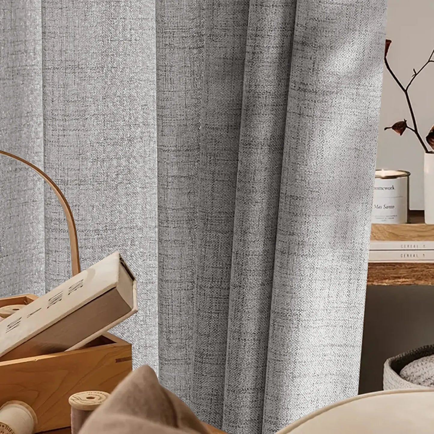 Edle Gardine in Leinenoptik mit Faltenband – 2er-Set, Lichtdurchlässig