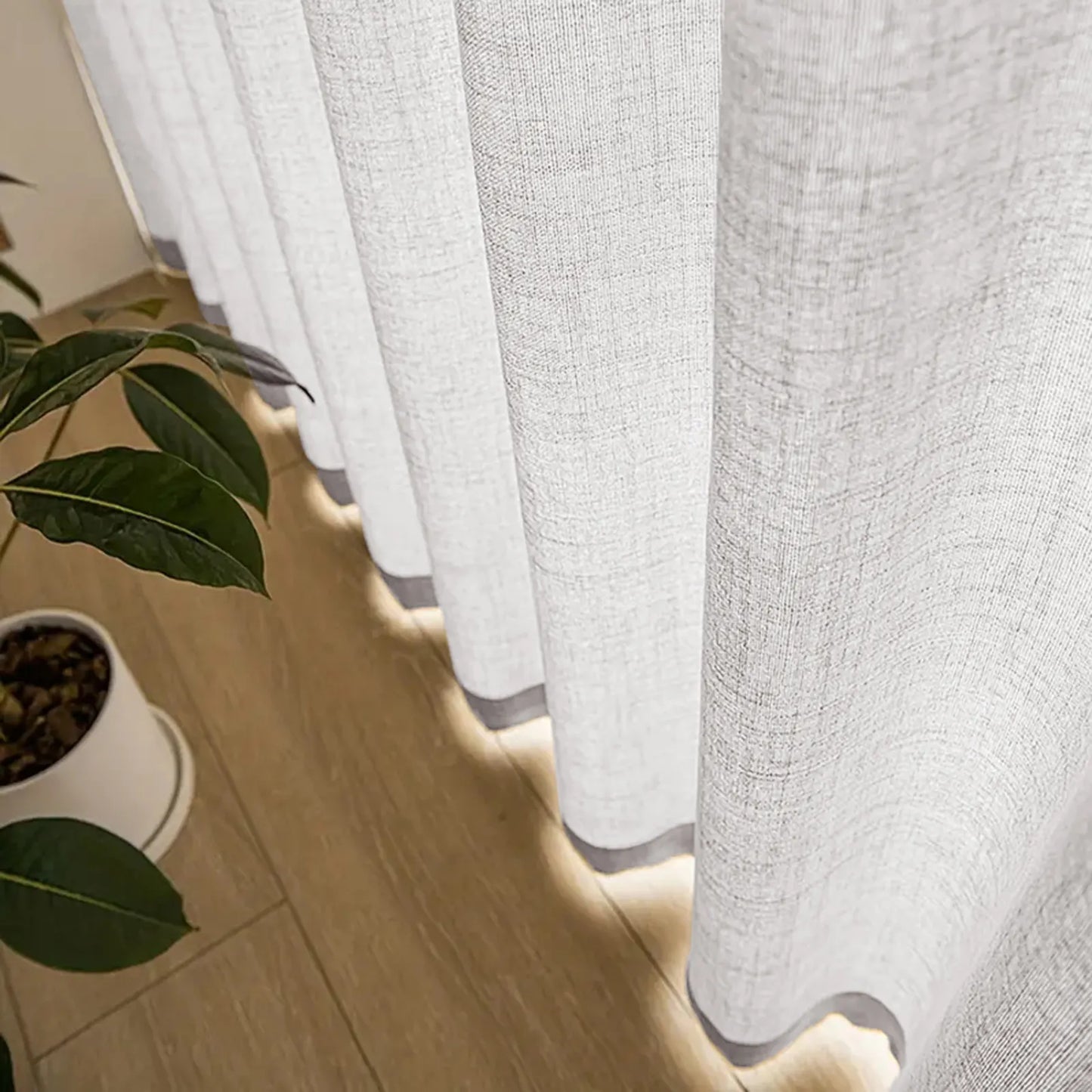 Edle Gardine in Leinenoptik mit Faltenband – 2er-Set, Lichtdurchlässig