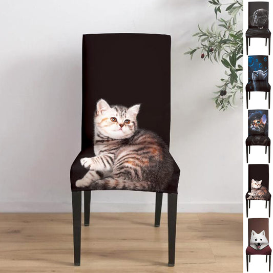 Spandex Stretch Pet Printed Banquet Chair Cover