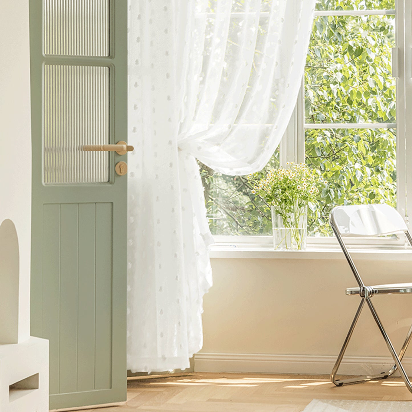 Weiße Fenster Gardinen Pompom Vorhänge Boho Sheer Tür Vorhänge