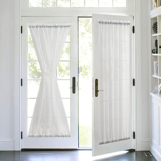 Semi-Sheer Door Curtains, 1 Panel, White, 60x183cm