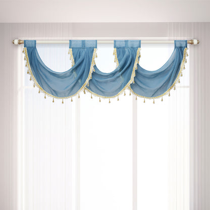 Rideaux à volants Swag Valance Drops, 1 panneau, bleu, 76 x 60 cm