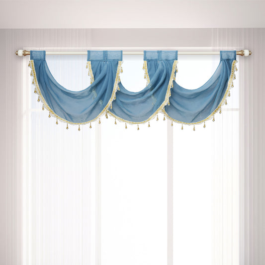Swag Valance Drops Tier Curtains, 1 Panel, Blue, 76*60cm