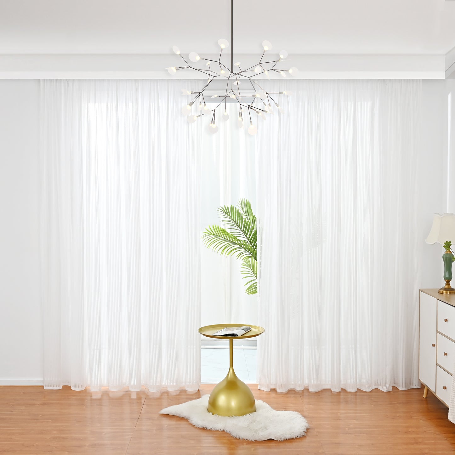 Rideaux à rayures verticales, 1 panneau, blanc, 132 x 160 cm/132 x 183 cm/132 x 213 cm/132 x 241 cm