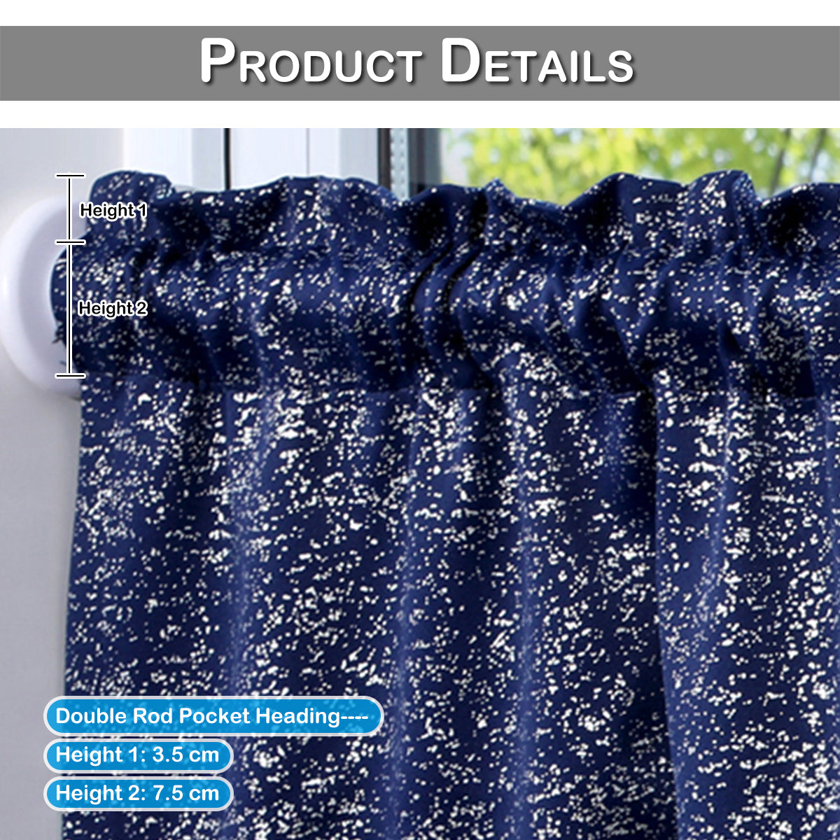 Stamping Lace Blackout Curtains, 1 Panel, Navy Blue, 132x45cm/132x60cm
