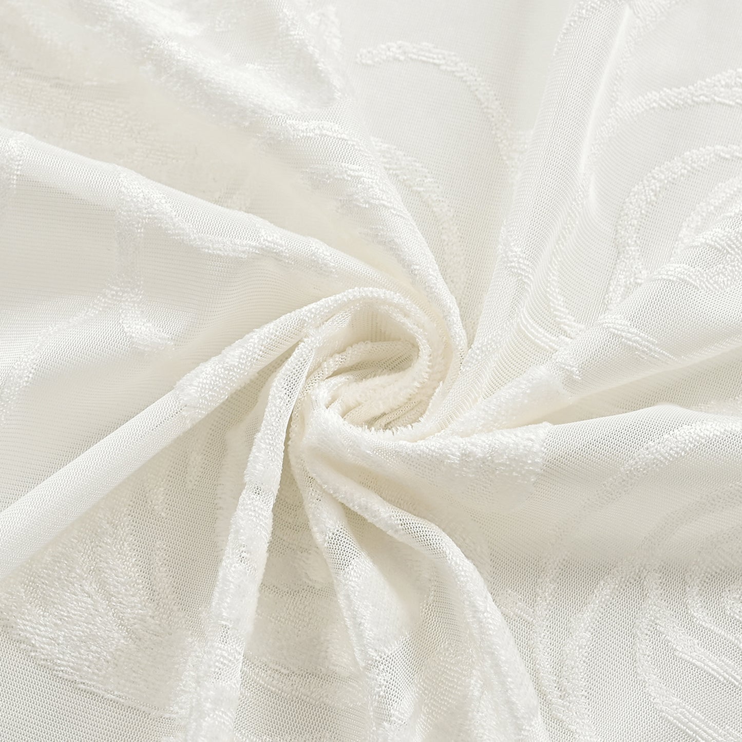 Rideaux transparents floqués à motif de roses, 1 panneau, blanc, 100 x 200 cm/100 x 250 cm/140 x 260 cm