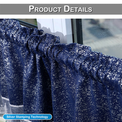 Stamping Lace Blackout Curtains, 1 Panel, Navy Blue, 132x45cm/132x60cm