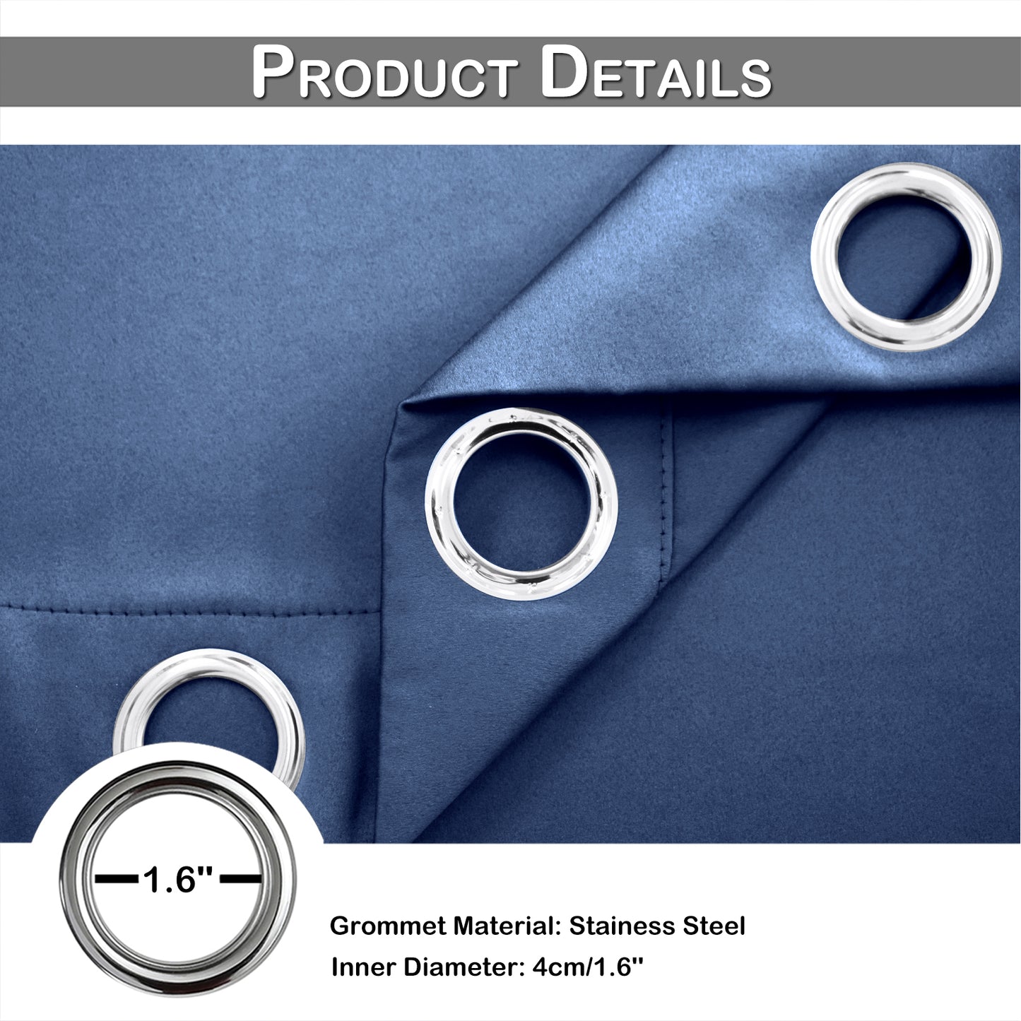 Silk Stain Curtains, 1 Panel, Blue, 132*160cm/132*183cm/132*213cm