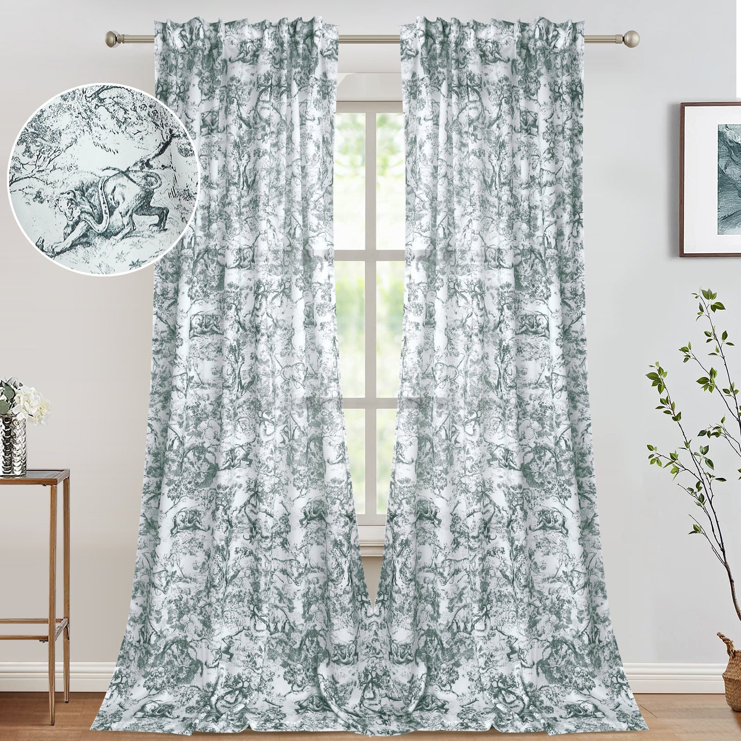 Curtain tropical jungle Australian brocade cotton