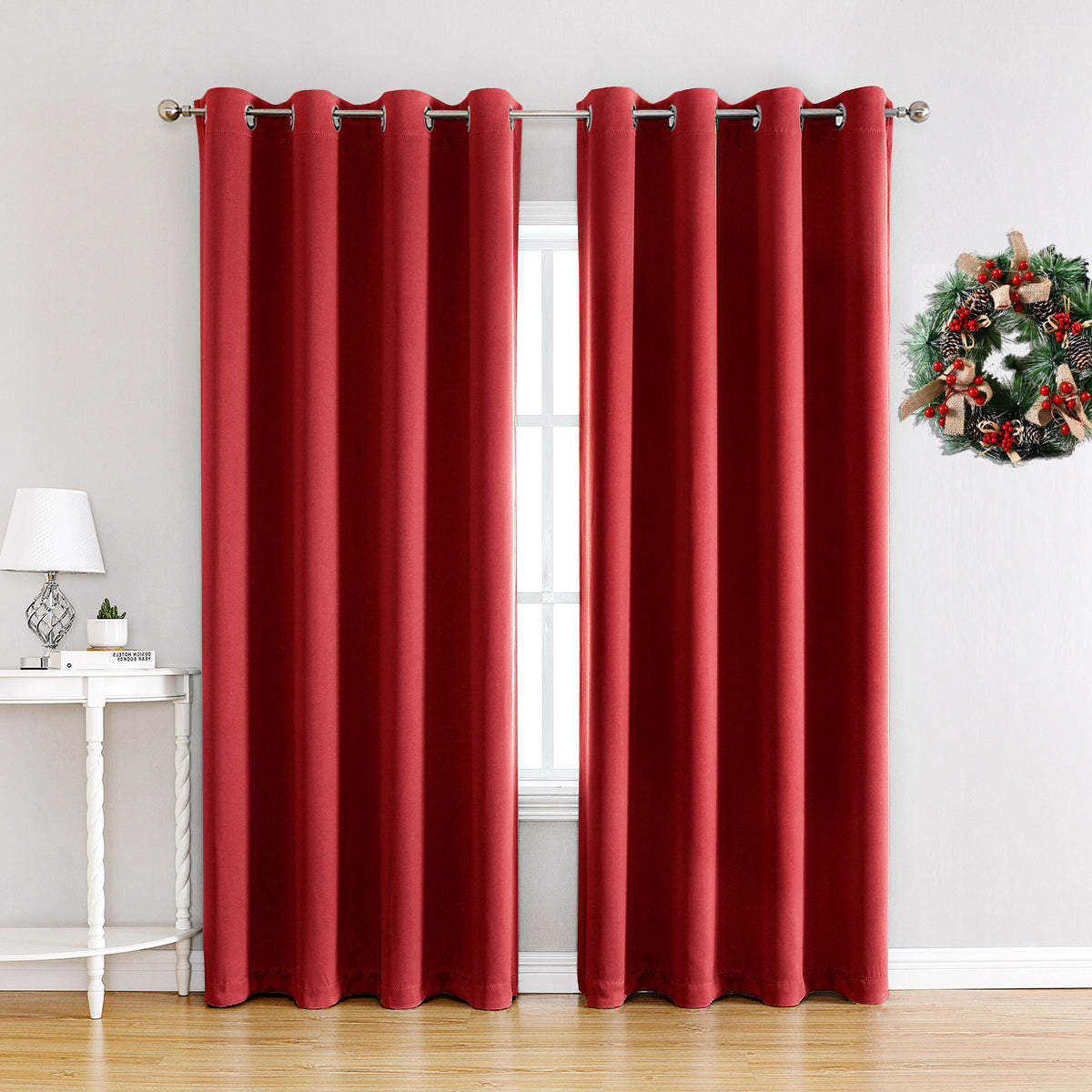 Rideaux occultants de Noël, 1 panneau, rouge, 100 x 130 cm/100 x 250 cm