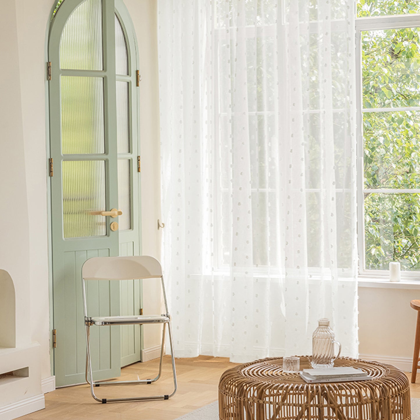 Weiße Fenster Gardinen Pompom Vorhänge Boho Sheer Tür Vorhänge