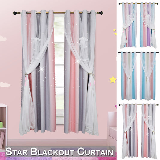 Bow Ombre Star Blackout Curtain
