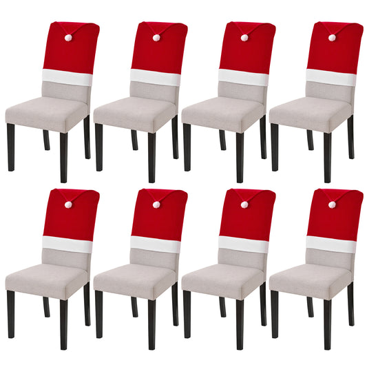 Elastic Cashmere Christmas Santa Hat Chair Back Cover, 38cm-50cm