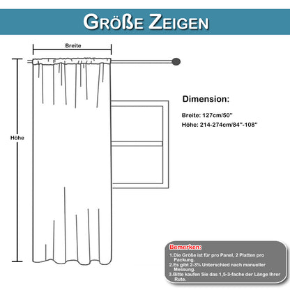 Set of 2 linen-look curtains with rod pocket and back tab in natural