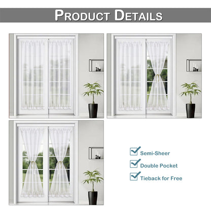 Rideaux de porte transparents, 1 panneau, blanc, 64*102cm/137*102cm/64*183cm/137*183cm