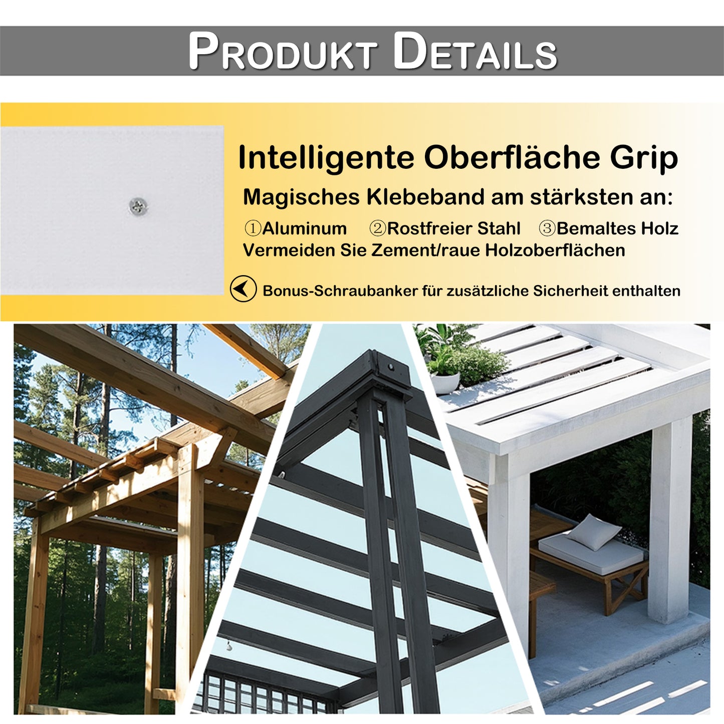 Winddichte und Wasserabweisende Verdunkelungs Vorhang für Terrasse und Garten – Magic Tape Befestigung