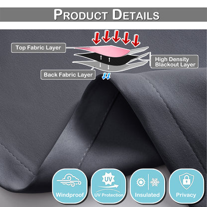 Blackout Door Curtains, 1 Panel, Gray, 132x203cm/132x244cm