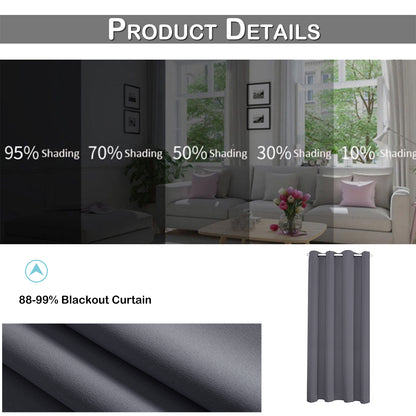 Blackout Door Curtains, 1 Panel, Gray, 132x203cm/132x244cm