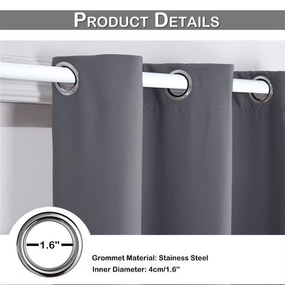 Blackout Door Curtains, 1 Panel, Gray, 132x203cm/132x244cm