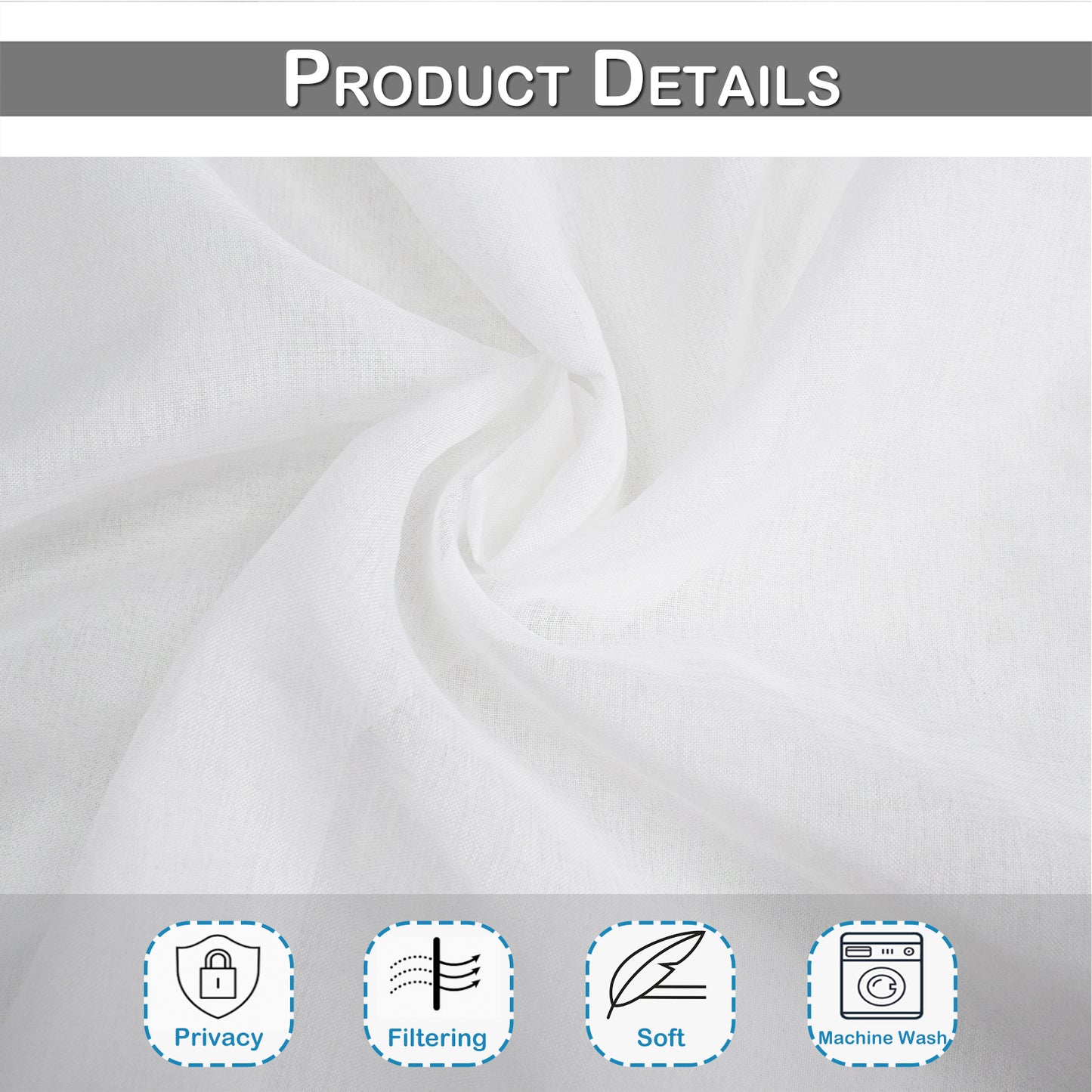 Rideaux de porte transparents, 1 panneau, blanc, 64*102cm/137*102cm/64*183cm/137*183cm