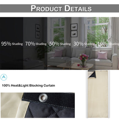 Waterproof Quilted Door Curtains, 1 Panel, Beige, 82x204cm/100x210cm