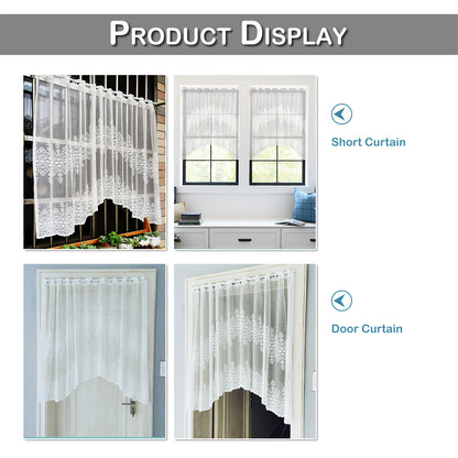 Floral Lace Door Short Curtains, 1 Panel, White, 105x100cm/155x100cm
