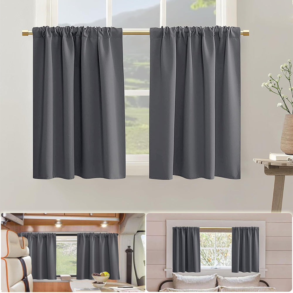 2 Panel Blackout Privacy Short Small Curtains