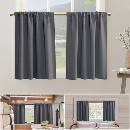 2 Panel Blackout Privacy Short Small Curtains