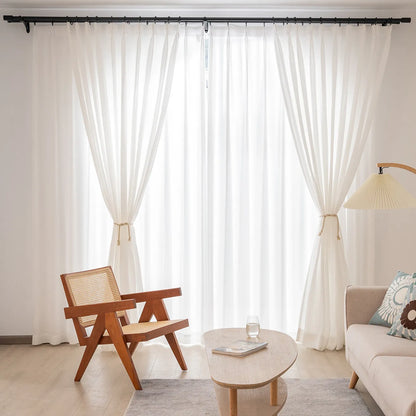 Voilage transparent à la texture naturelle fine – Neriva