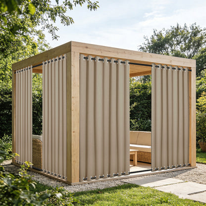 100 Prozent Verdunkelung Outdoor Vorhang wasserfest windstabil in Leinenoptik extra breit