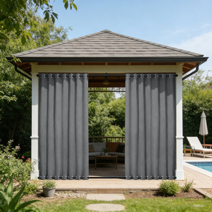 100 Prozent Verdunkelung Outdoor Vorhang wasserfest windstabil in Leinenoptik extra breit