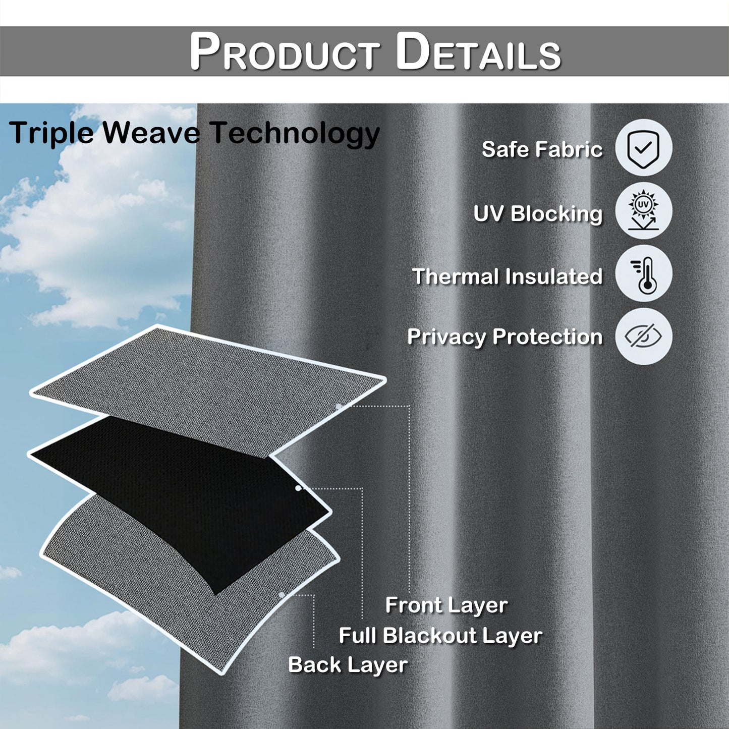 100 Prozent Verdunkelung Outdoor Vorhang wasserfest windstabil in Leinenoptik extra breit