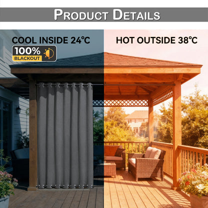 100 Prozent Verdunkelung Outdoor Vorhang wasserfest windstabil in Leinenoptik extra breit