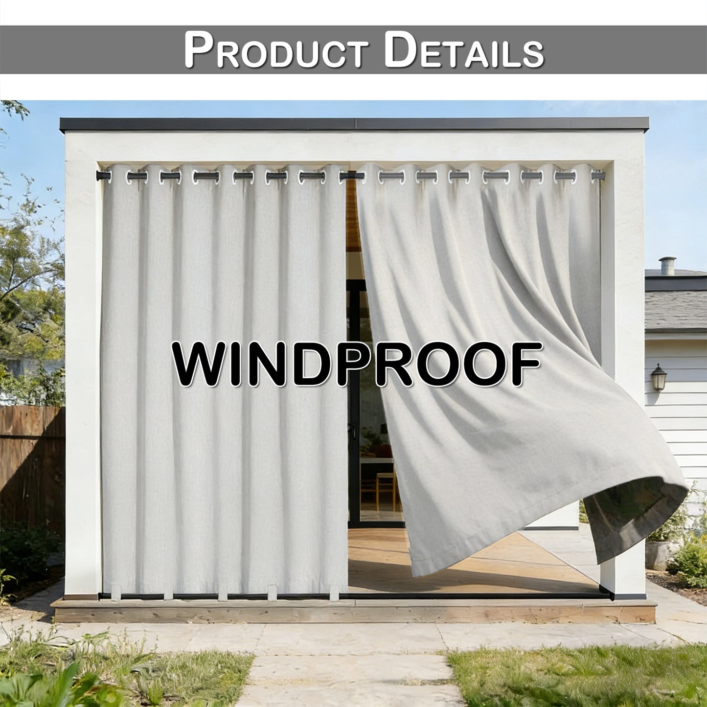 100 Prozent Verdunkelung Outdoor Vorhang wasserfest windstabil in Leinenoptik mit Ösen