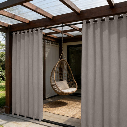 100 Prozent Verdunkelung Outdoor Vorhang wasserfest windstabil in Leinenoptik mit Ösen