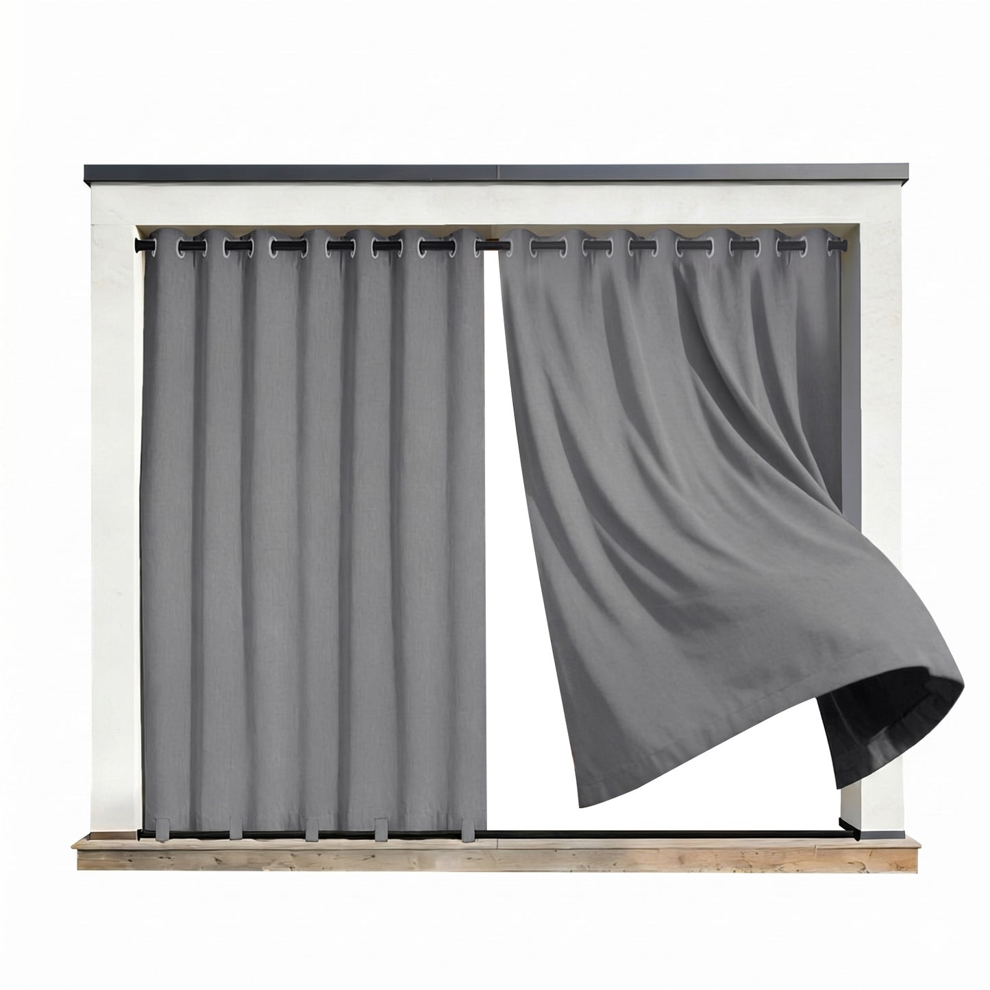 100 Prozent Verdunkelung Outdoor Vorhang wasserfest windstabil in Leinenoptik mit Ösen