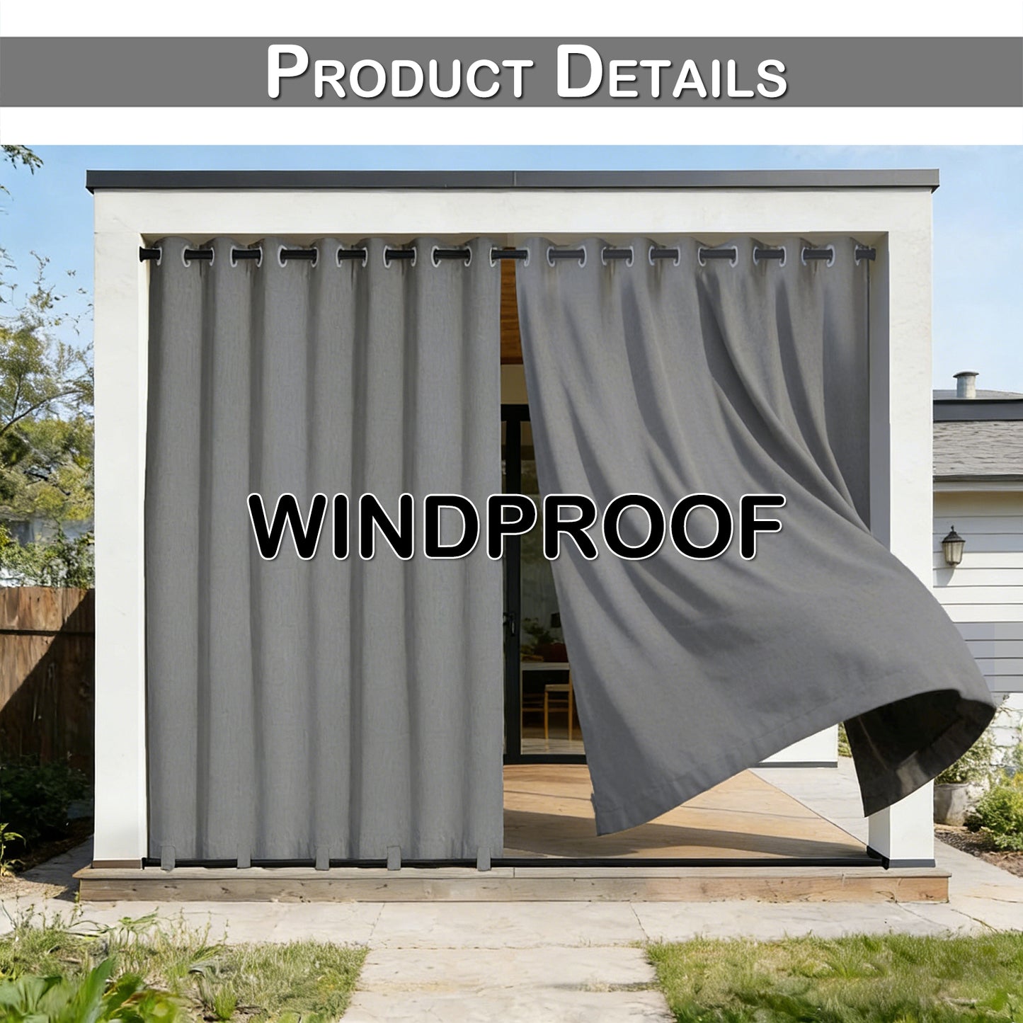 100 Prozent Verdunkelung Outdoor Vorhang wasserfest windstabil in Leinenoptik mit Ösen
