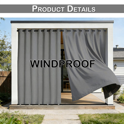 100 Prozent Verdunkelung Outdoor Vorhang wasserfest windstabil in Leinenoptik mit Ösen