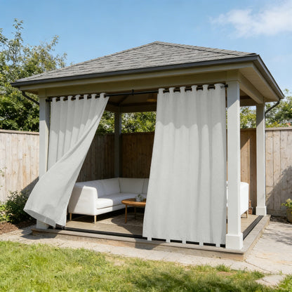 100 Prozent Verdunkelung Outdoor Vorhang wasserfest windstabil in Leinenoptik mit Ösen