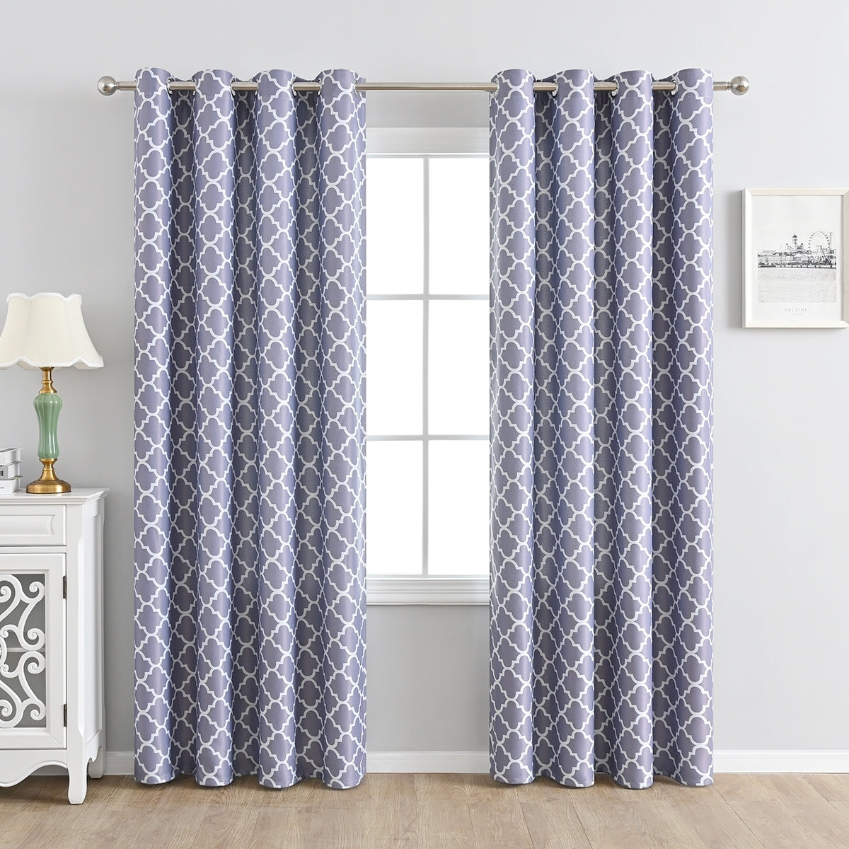 Rideaux imprimés marocains, 1 panneau, gris, 100*130cm/100*250cm/140*260cm